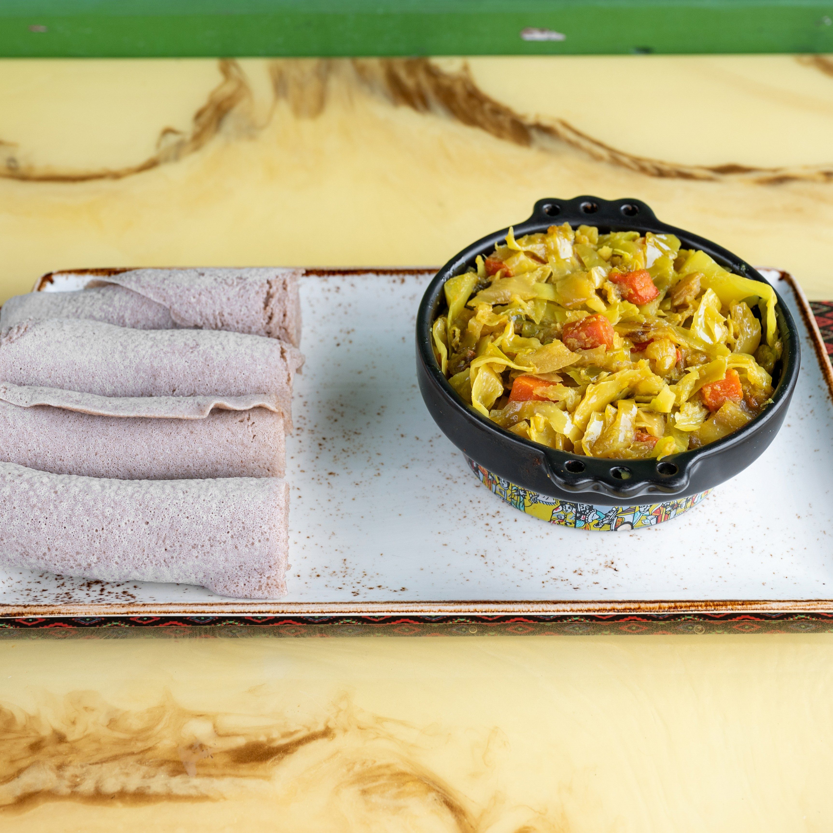Cabbage With Carrot Sauce Side.