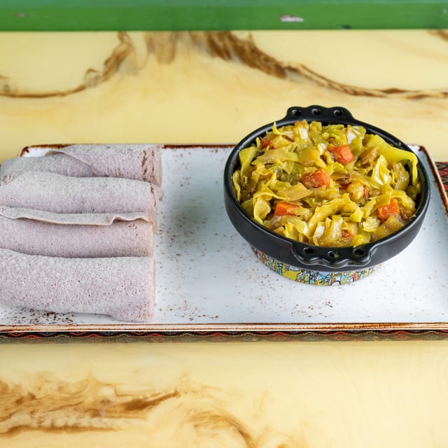 Cabbage With Carrot Sauce Side.